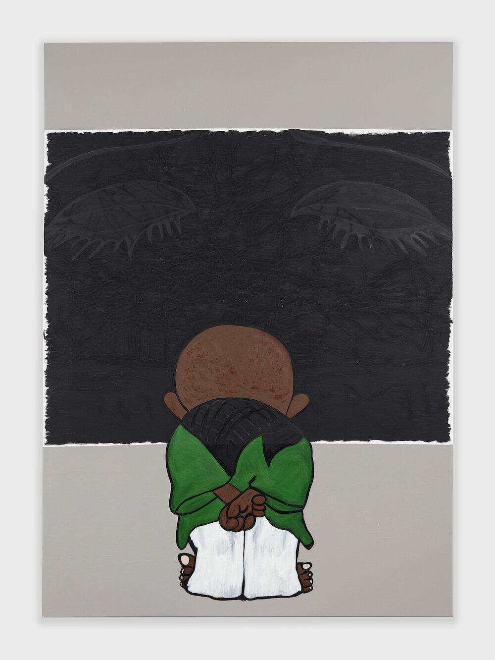 Omari Douglin, <i>Art Guru</i>, 2024. Acrylic and oil on linen, 84 x 60 in (213.4 x 152 cm)